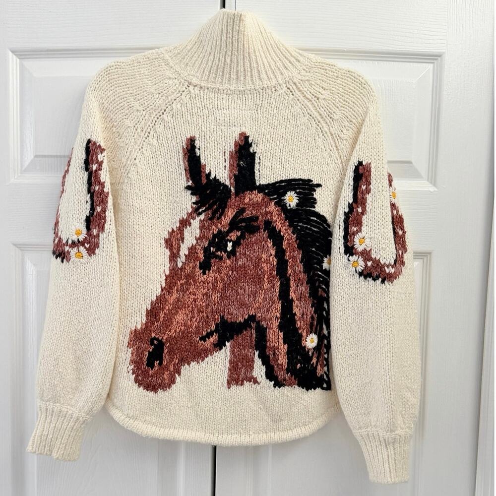 Anthropologie Pilcro Western Horse Graphic Cardigan Sweater XS - Picture 3 of 6